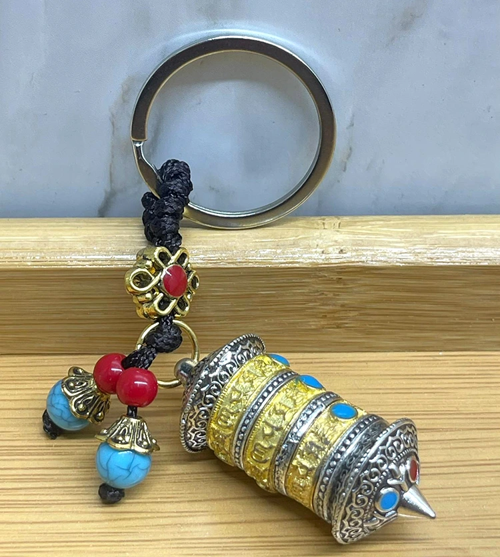 Metal Tibet Şans Çarkı Anahtarlık