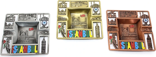 İstanbul Temalı Yöresel Metal Küllük Kare