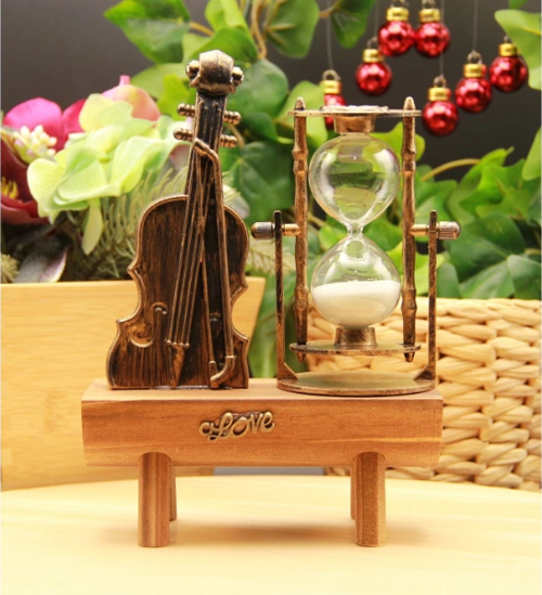 Dekoratif Keman Tasarımlı Kum Saati