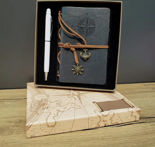 Gri Defter Ve Beyaz Kalem Kutulu Set