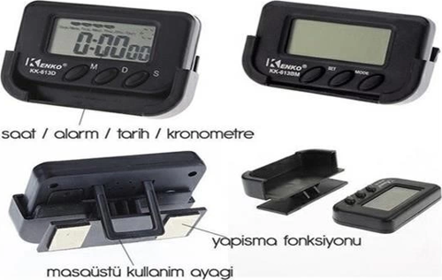 Ev Ve Araç Tipi Dijital Saat Kronometreli Alarmlı Pilli Saat