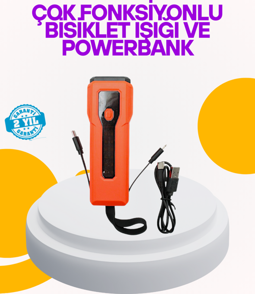 Su Geçirmez Bisiklet Işığı 5000 mAh Powerbankli Ön Far