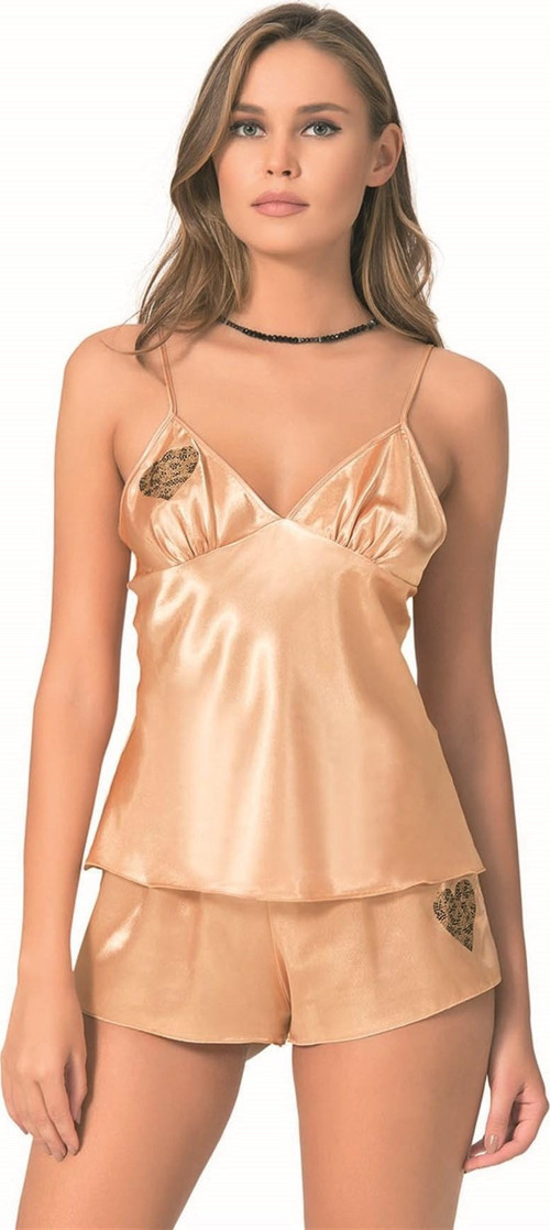 Gold Saten Babydoll Şort Takımı