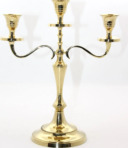 Pirinç 3'Lü Şamdan Model 1