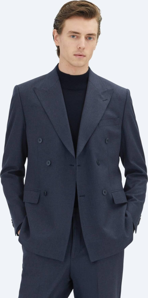 Lacivert Mikro Modern Fit Yün Karışımlı Takım Elbise