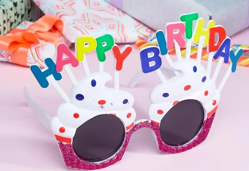 Happy Birthday Beyaz Fuşya Parti Gözlüğü