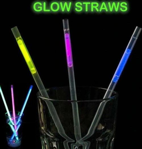Karanlıkta Parlayan Glow Fosforlu Pipet 3 Renk 3 Adet