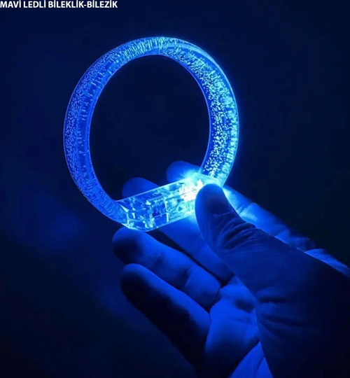 Led Işıklı Baskı Yapılabilen Pilli Bileklik Bilezik 1,5 Cm Genişlik