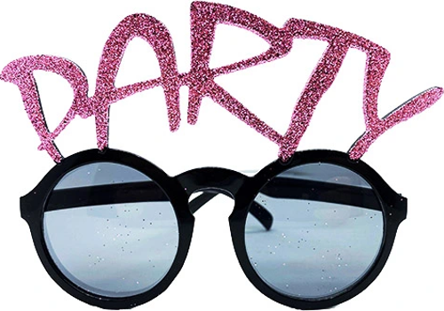Party Yazılı Simli Pembe Renk Parti Gözlüğü
