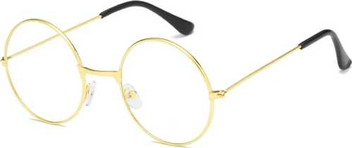 John Lennon Tarzı Gold Çerçeveli Şeffaf Gözlük