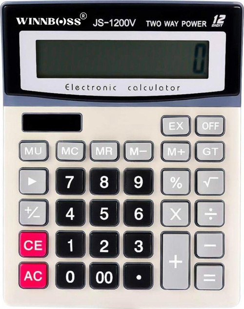12 Haneli Geniş LCD Ekran, Pilli Büyük Düğmeli Hesap Makinesi (2818)