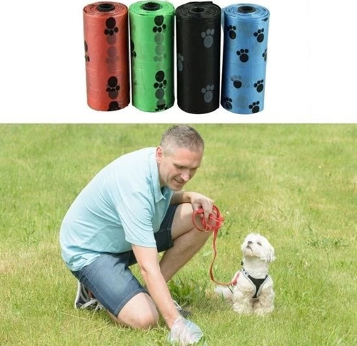 4Lü Evcil Hayvanlar Için Pati Desenli Kedi Köpek Kaka Poşeti Torbası