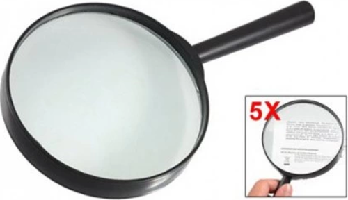 -Plastik Siyah Yuvarlak Kolu 100Mm Dia Büyüteç 5X Büyüteç