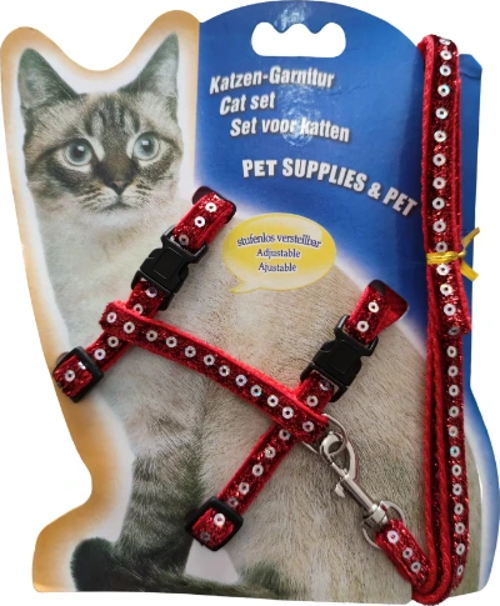 Parlak Kedi Gezdirme Göğüs Tasması