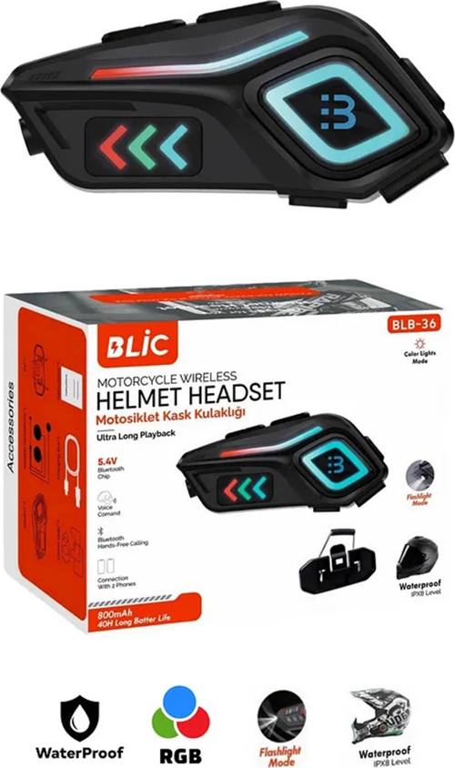 Motor Kask Kulaklık Rgb Modlu Motosiklet Kulaklık Su Geçirmez 5.4 Bluetooth Intercom Blb_36
