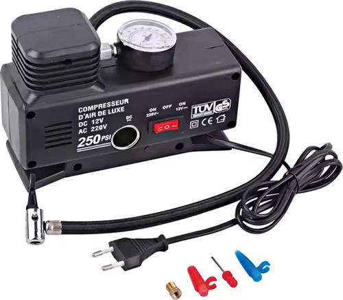 220 Volt-12 Volt 250 Psi Psi Kompresör Lastik Hava Şişirme Oto Pompası Fişli Çakmaklıklı