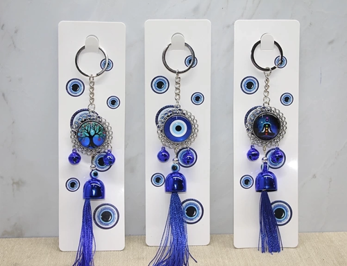 Metal Nazar Boncuğu Anahtarlık Alk3496