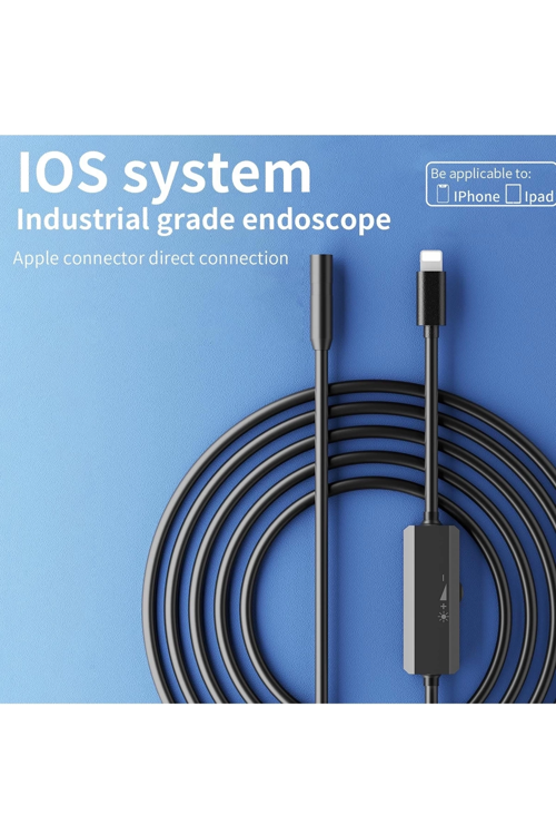 Endoskop Yılan Video Kamera İos Uyumlu Led’Li 10 Metre 7 Mm Sert Kablo 2Mp Full Hd