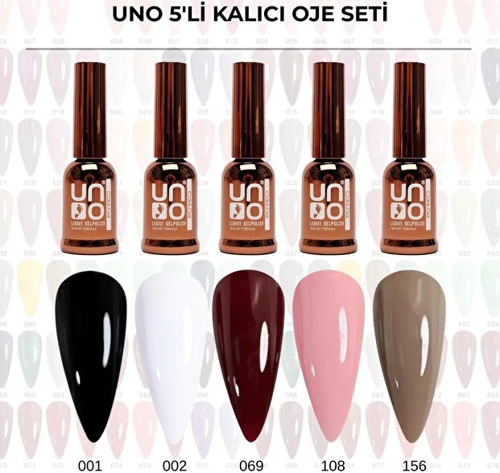 Uno Kalıcı Oje Seti 5'Li Set 5 Farklı Renk Kalıcı Oje