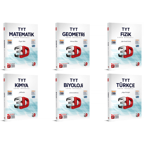 3D Yayınları TYT Tüm Dersler Soru Bankası Seti 6 Kitap Bir Arada