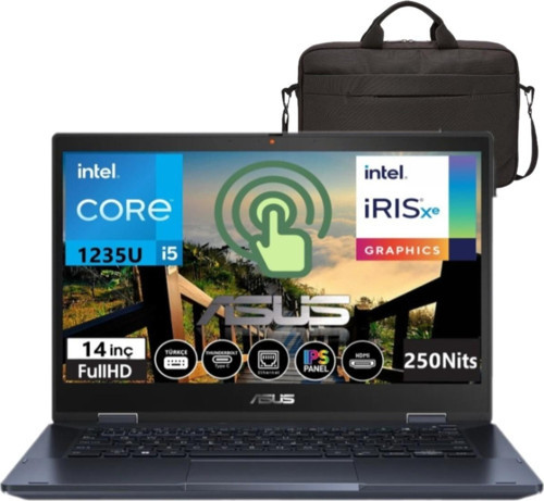 B3402FBA-I58511 Intel Core I5-1235U 16GB 256GB SSD WINDOWS11 14'' Fhd Dokunmatik Taşınabilir Bilgisayar AI58512+ÇANTA