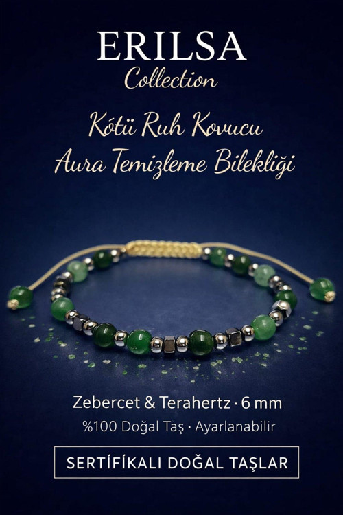 Sertifikalı Kötü Ruh Kovucu Aura Temizleme Bilekliği - Zebercet ve Terahertz 6mm Doğal Taş