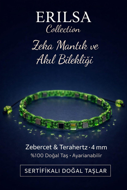 Sertifikalı Küp Model Zeka Mantık Akıl Bilekliği - Zebercet ve Terahertz 4mm Doğal Taş