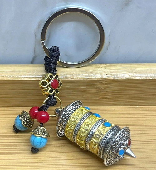 Metal Tibet Şans Çarkı Anahtarlık