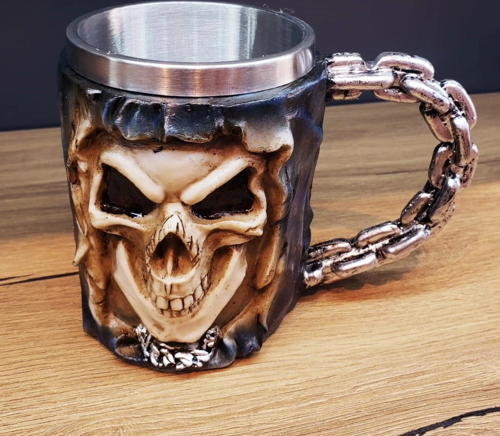 3D Tasarımlı Kurukafa Kupa Bardak