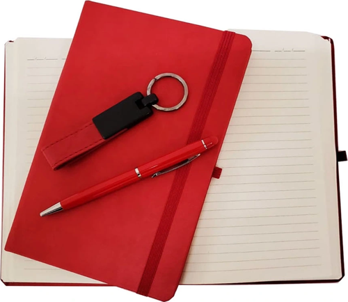 Kırmızı Defter Kalem Ve Anahtarlık Seti