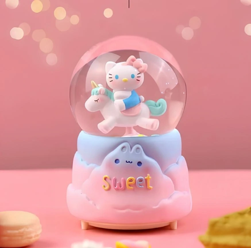 Hello Kitty İçi Dönmeli Püskürtmeli Işıklı Müzikli Kar Küresi Büyük Boy Model 2
