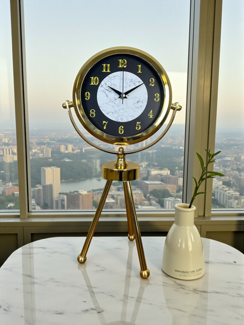 Zentime Gold Lüks Üç Ayaklı Masa Saati