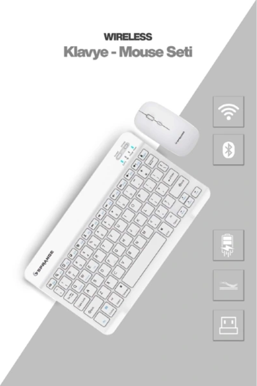 Beyaz Kablosuz Klavye Ve Mouse Seti