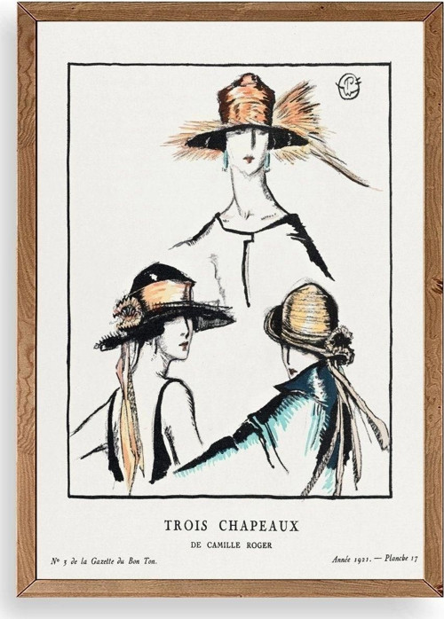 Paris Şapkaları Ahşap Çerçeveli Tablo