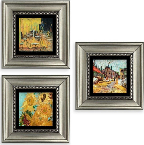 Van Gogh 3 Lü Set Çerçeveli Taş Tablo