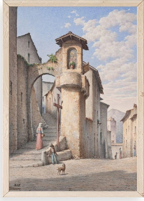 Street In Subiaco Ahşap Çerçeveli Tablo