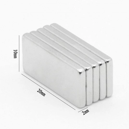 20×10×2 Mm N35 Neodyum Mıknatıs – Köşeli, Nikel Kaplama (50’Li Set)