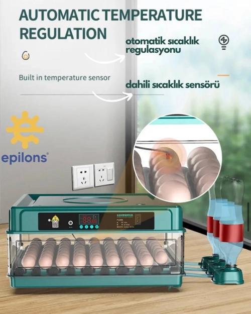 Epo-130My Kuluçka Makinesi | 130 Yumurtalık, Yedek Motorlu İncubator