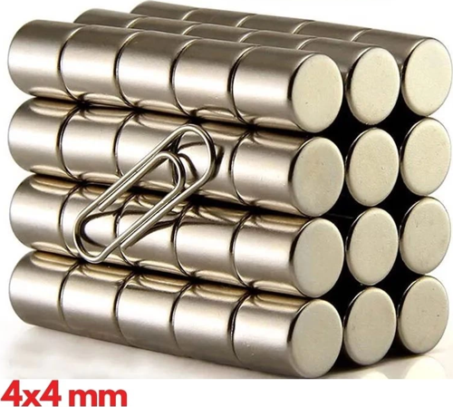 20 Adet 4X4 Mm Yuvarlak Neodyum Mıknatıs N35 Güçlü Magnet Nikel Kaplama
