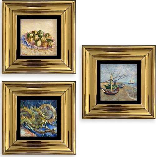 Van Gogh 3 Lü Set Çerçeveli Taş Tablo