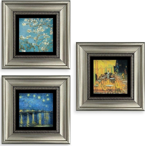 Van Gogh 3 Lü Set Çerçeveli Taş Tablo