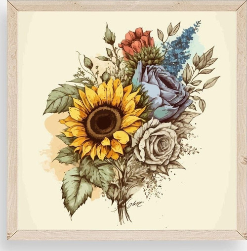 Ayçiçeği Ahşap Çerçeveli Tablo
