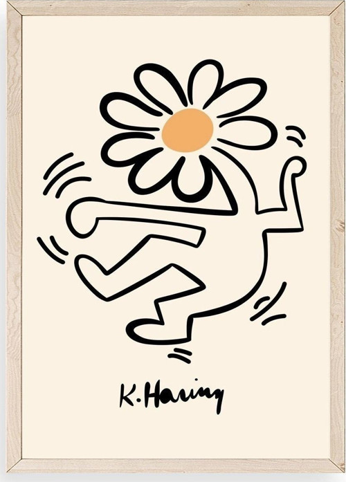 Keith Haring Ahşap Çerçeveli Tablo