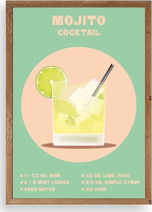 Mojito Ahşap Çerçeveli Tablo