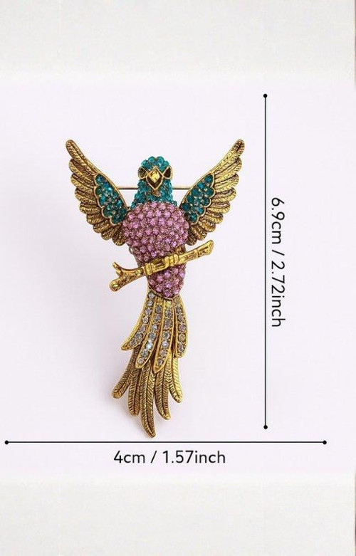 Aurelia Kuşu Broş – Taşlı Kuş Figürlü Altın Ton Kadın Broş