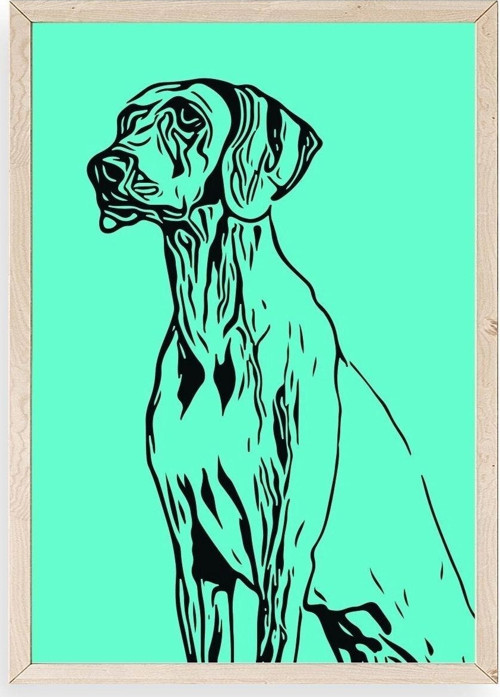 Köpek Ahşap Çerçeveli Tablo