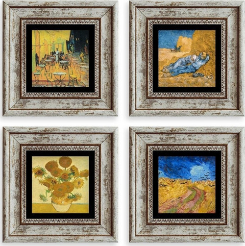 Van Gogh 4 Lü Set Çerçeveli Taş Tablo