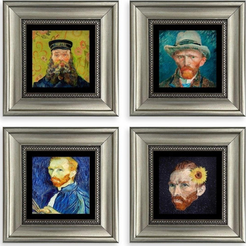Van Gogh 4 Lü Set Çerçeveli Taş Tablo