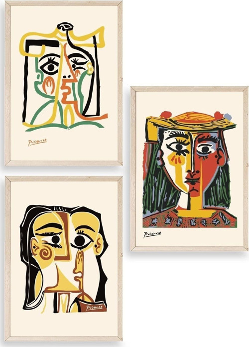 Picasso Üçlü Ahşap Çerçeveli Tablo