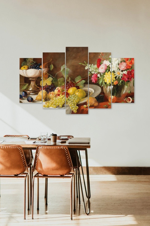 Çiçekler 5 Parçalı Mdf Tablo